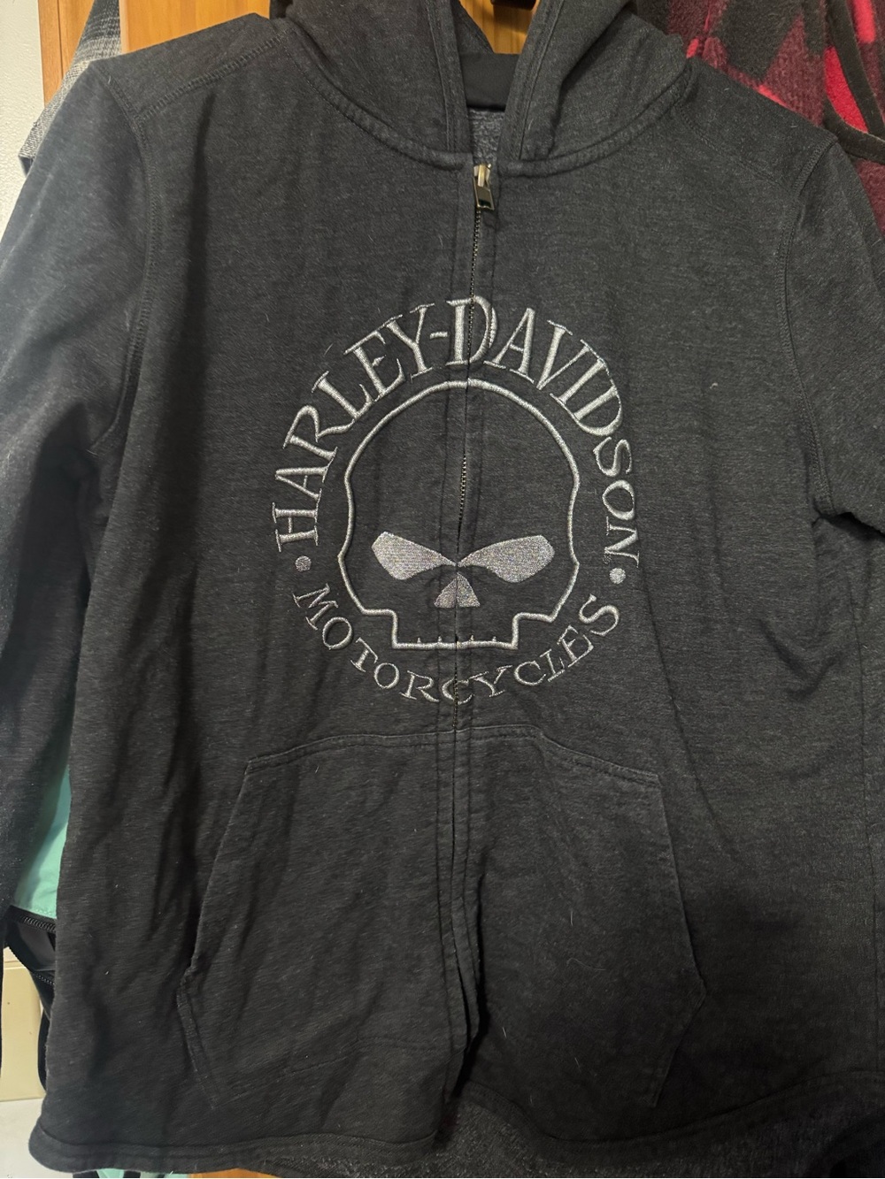 Harley-Davidson Black Zip-Up Hoodie with Skull Logo